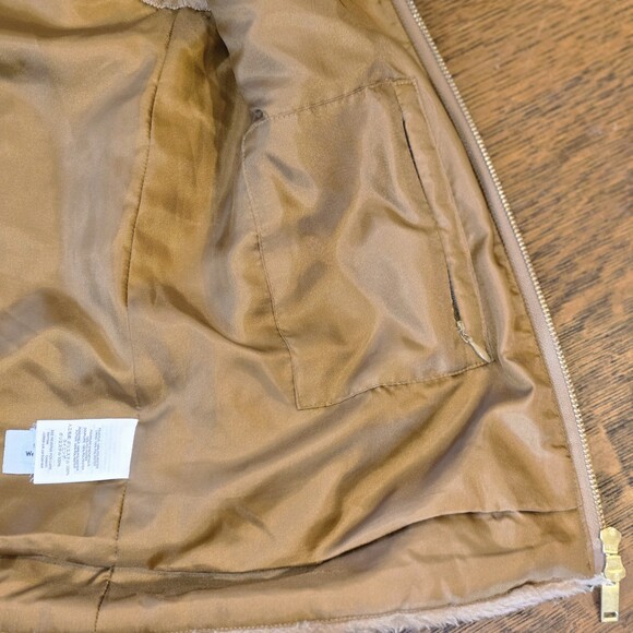 J. Crew Women’s Faux Fur Zip Vest Tan Camel Brown Size XS Gold Zipper - Picture 7 of 13